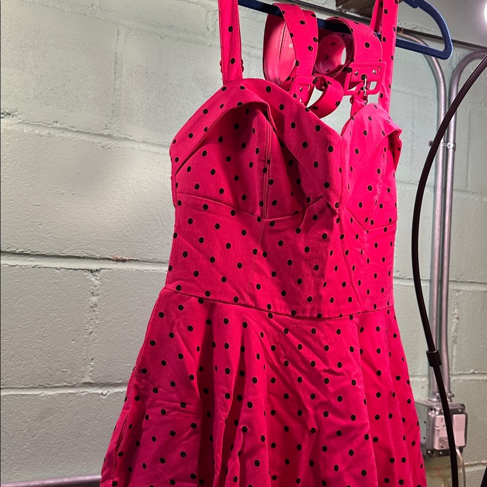 Maneater Swing Dress - Pink & Black w/ Pockets & Matching Thin & Wide Belts